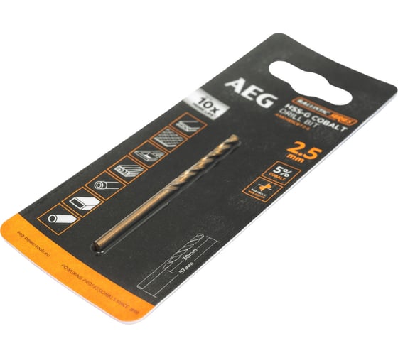Сверло по металлу HSS-Co (2.5х30х57 мм) AEG AAKHSSCBT2-5 4932479324