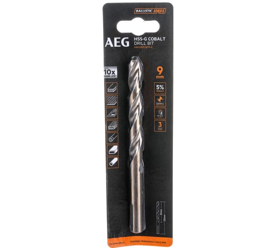 Сверло по металлу HSS-Co (9х81х125 мм) AEG AAKHSSCBT9-0 4932479339