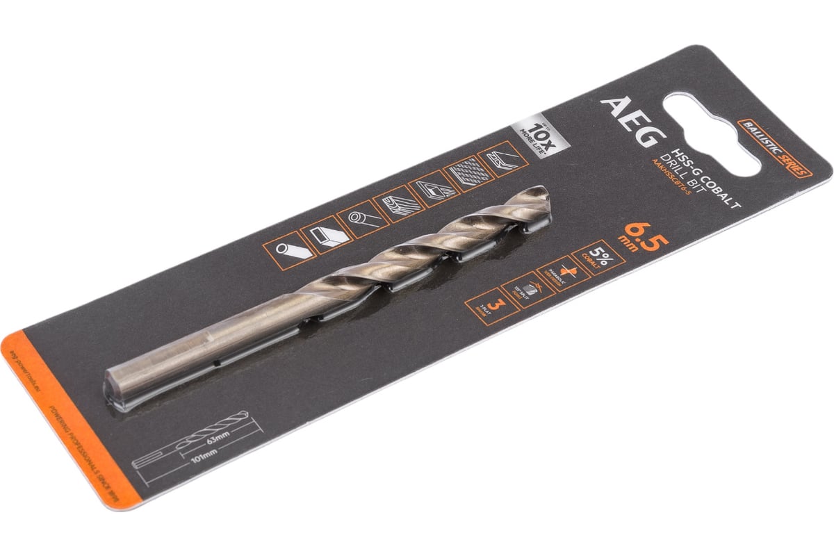 Сверло по металлу HSS-Co (6.5х63х101 мм) AEG AAKHSSCBT6-5 4932479335 ...