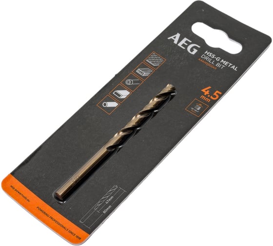 Сверло по металлу HSS-G (4.5х47х80 мм) AEG AAKHSSG045 4932479309