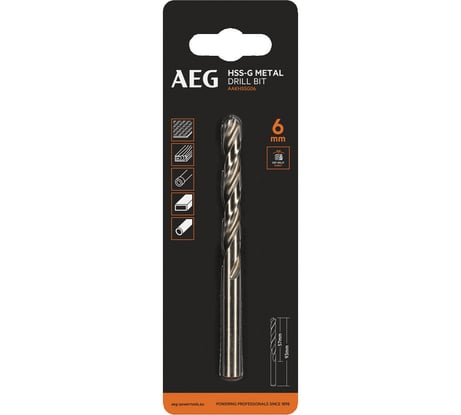 Сверло по металлу HSS-G (6х57х93 мм) AEG AAKHSSG06 4932479312