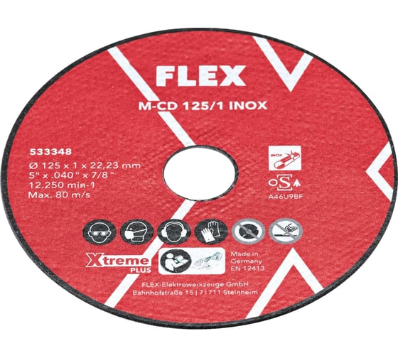 Набор отрезных дисков FLEX M-CD 125/1 INOX 10VE 125 мм для УШМ (10 шт. в упак.) 533348 1