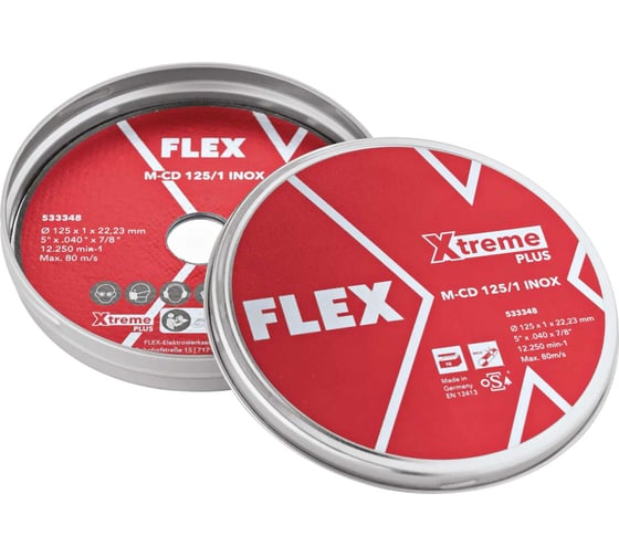 Набор отрезных дисков FLEX M-CD 125/1 INOX 10VE 125 мм для УШМ (10 шт. в упак.) 533348