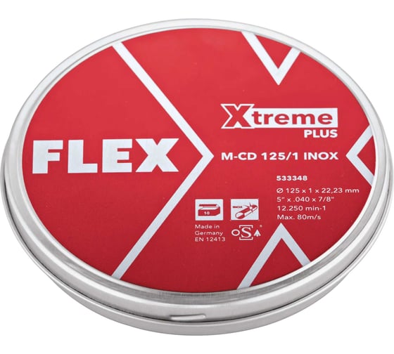 Набор отрезных дисков FLEX M-CD 125/1 INOX 10VE 125 мм для УШМ (10 шт. в упак.) 533348