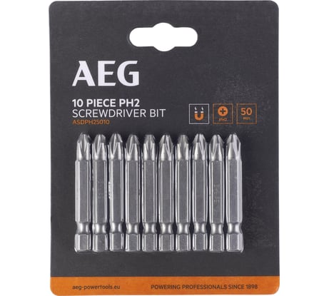 Биты 10 шт, РН2, 50 мм AEG ASDPH25010 4932479504
