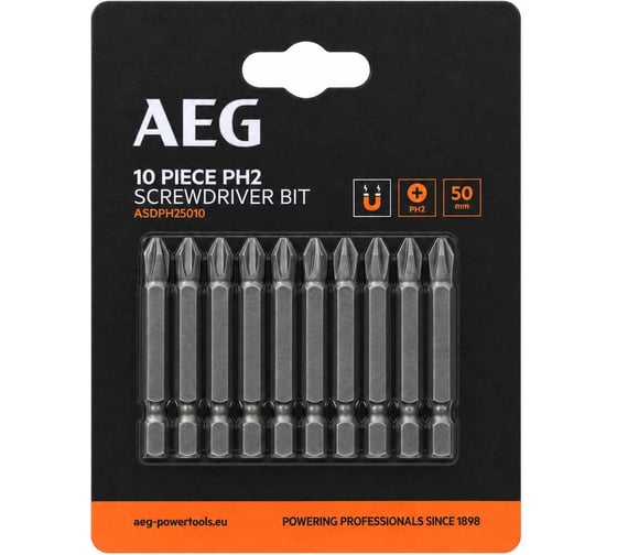 Биты 10 шт, РН2, 50 мм AEG ASDPH25010 4932479504