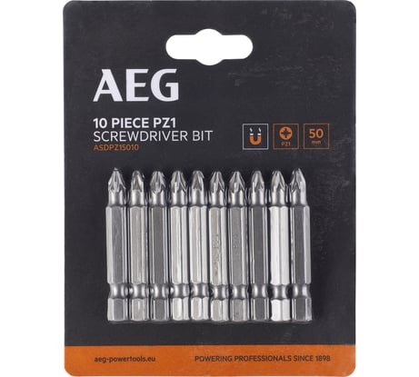 Биты 10 шт, PZ1, 50 мм AEG ASDPZ15010 4932479512