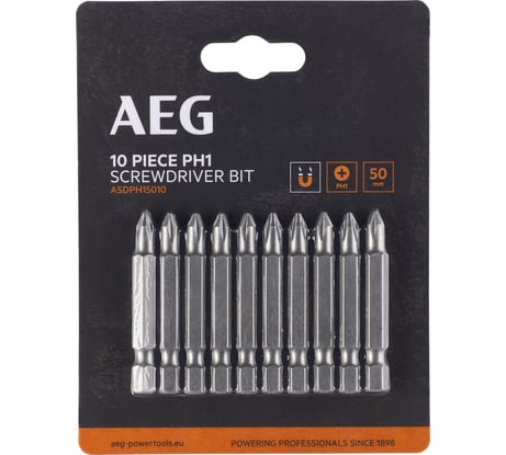 Биты 10 шт, РН1, 50 мм AEG ASDPH15010 4932479513