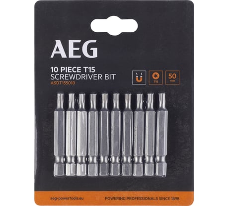 Биты 10 шт, T15, 50 мм AEG ASDT155010 4932479527