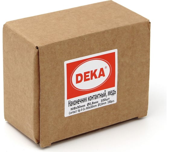 Наконечники контактные (100 шт; М8х30 мм; 0.8 мм; медь) DEKA СТ000001808