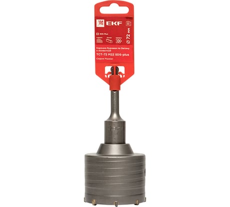 Коронка буровая по бетону с оснасткой Master TCT-72 (72 мм; М22; SDS-plus) EKF tct-72-m22