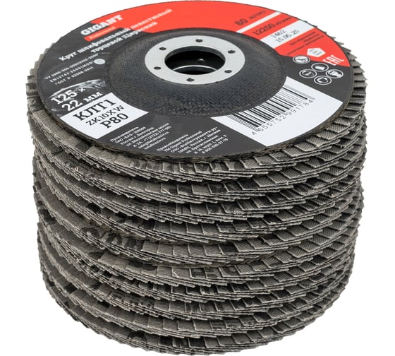 Круг лепестковый 125x22,2 мм; P80; цирконий, 10 шт Gigant Professional GNT-P80-10