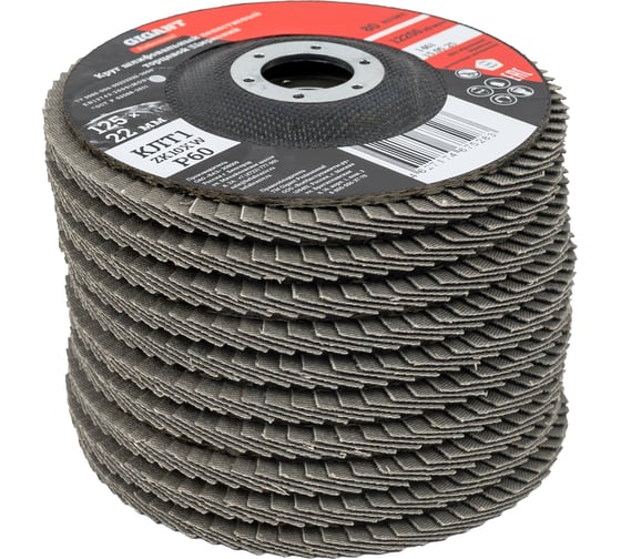Круг лепестковый 125x22,2 мм; P60; цирконий, 10 шт Gigant Professional GNT-P60-10