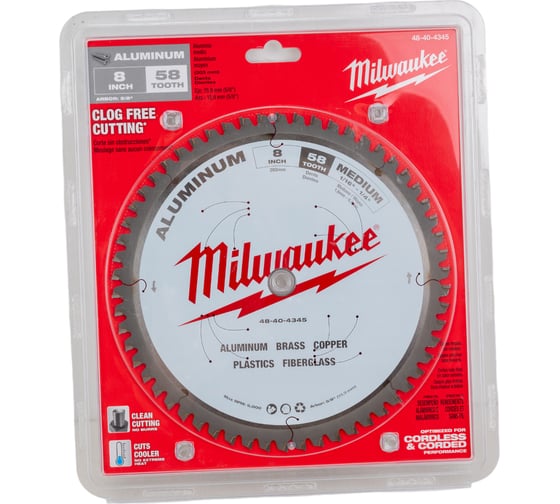 Диск пильный по алюминию (203x16х2.4 мм; 58 зубов) для циркулярной пилы Milwaukee 48404345 1