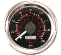 Манометр 2 160 PSI 2 контура с подсветкой черный Viair 90082