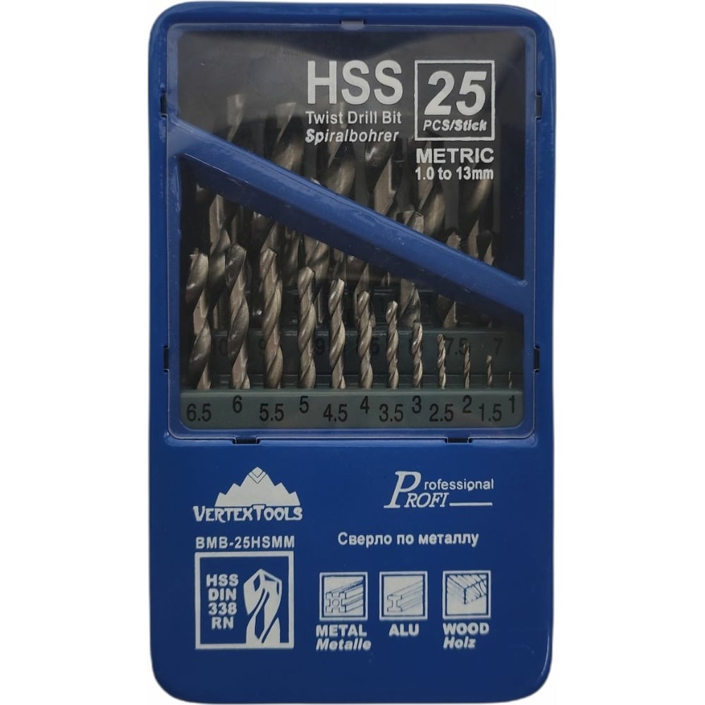 Набор сверл HSS 25 шт, 1-13 мм vertextools 0987-25 - выгодная цена ...