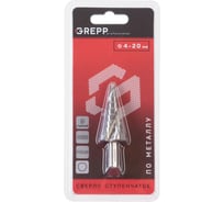 Сверло по металлу ступенчатое спиральное GREPP 9 ступеней, 4-20 мм,3-х гранн.хвост. /100/25 207-0003