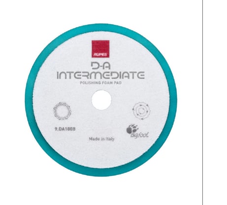 Поролоновый полировальный диск RUPES Ø 160/180 мм, промежуточный, универсальный. крепление: липучка (Velcro). Цвет: голубой 9.DA180B