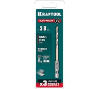 Сверло по металлу для винтовертов и шуруповертов KRAFTOOL Impact Ready НЕХ-1/4, 3,0x72 мм 29652-3