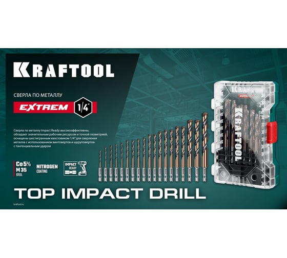Сверло по металлу для винтовертов и шуруповертов KRAFTOOL Impact Ready НЕХ-1/4, 3,0x72 мм 29652-3