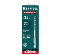 Сверло по металлу для винтовертов и шуруповертов KRAFTOOL Impact Ready НЕХ-1/4, 3.5x79 мм 29652-3.5