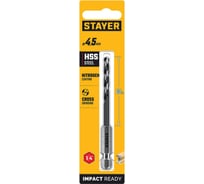 Сверло по металлу для винтовертов и шуруповертов STAYER Impact Ready НЕХ-1/4, 4.5x103 мм 29603-4.5