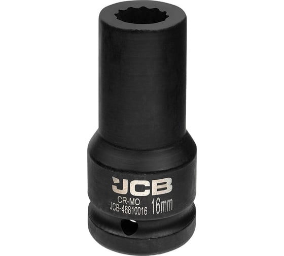 Головка ударная глубокая 12-гранная 16 мм, 3/4"DR JCB-46810016(61055)