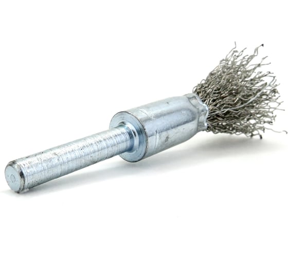 Щетка концевая Eurobrush 12 мм c хвостовиком 6 мм, ворс гофр нерж сталь 0.30 мм, до 18000 об/мин (код 13-083) EB-E12SS1
