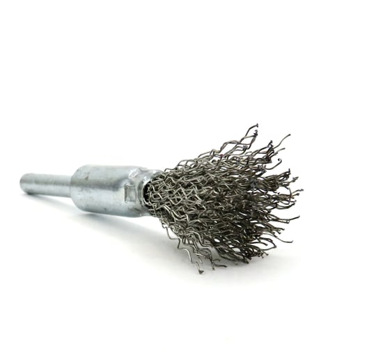 Щетка концевая Eurobrush 12 мм c хвостовиком 6 мм, ворс гофр нерж сталь 0.30 мм, до 18000 об/мин (код 13-083) EB-E12SS1