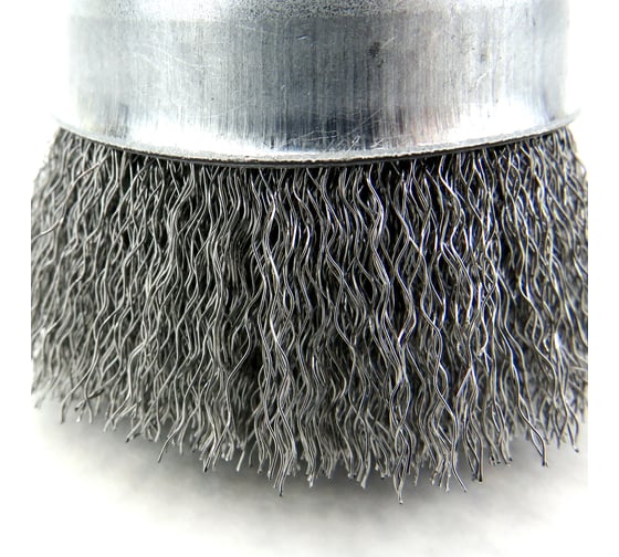 Щетка чашечная Eurobrush 50 мм c хвостовиком 6 мм, ворс гофр сталь 0.20 мм, до 4500 об/мин (код 13-090) EB-C50ST2