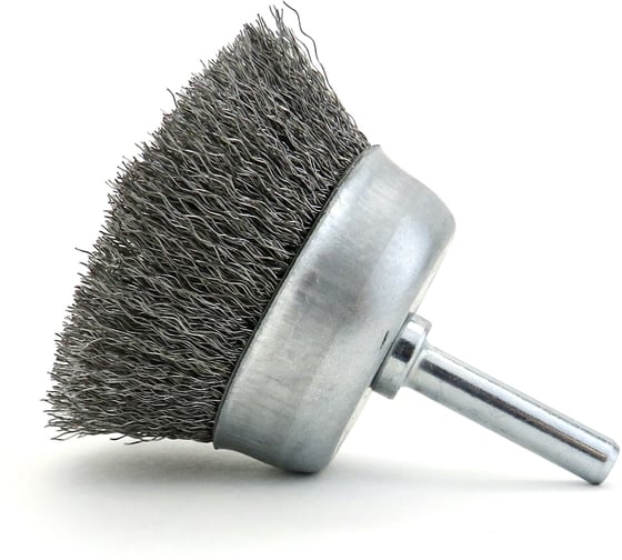 Щетка чашечная Eurobrush 50 мм c хвостовиком 6 мм, ворс гофр сталь 0.20 мм, до 4500 об/мин (код 13-090) EB-C50ST2