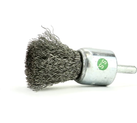 Щетка концевая Eurobrush 25 мм c хвостовиком 6 мм, ворс гофр нерж сталь 0.20 мм, до 18000 об/мин (код 13-086) EB-E25SS2