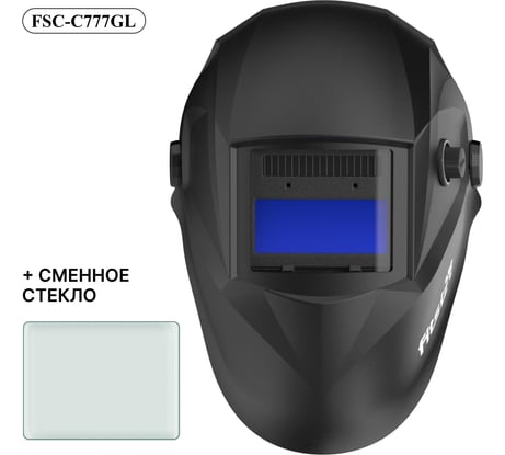 Сварочная маска хамелеон FITSIZ (4/9-13 DIN, 2 дат., окно 93x43 мм) + сменное стекло FSC-С777GL