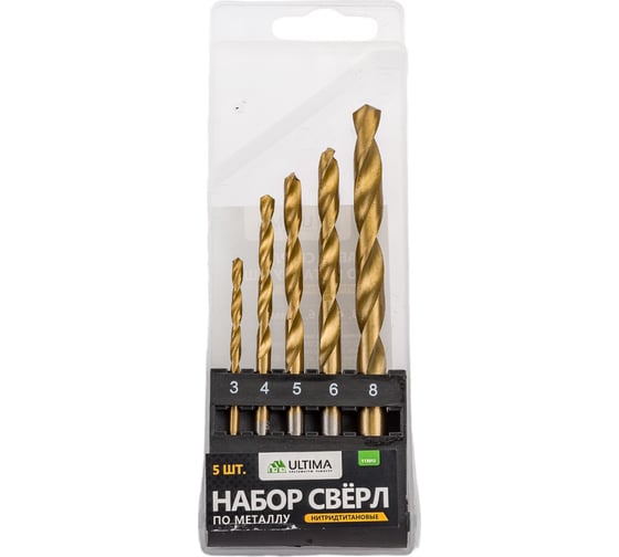 Набор сверл по металлу (5 шт; 3, 4, 5, 6, 8 мм; HSS) ULTIMA 113012