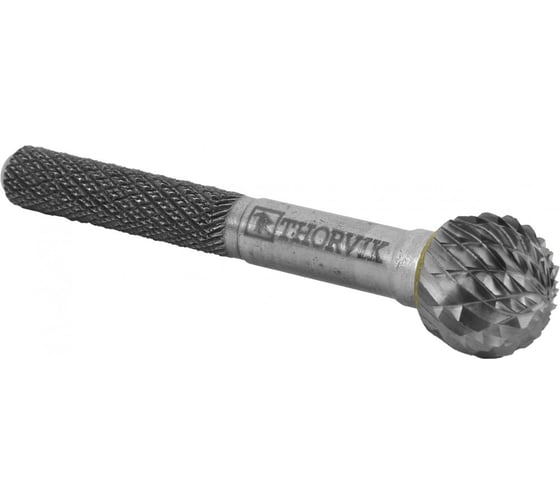 Бор-фреза твердосплавная сферическая Thorvik TRRBD08070657-2 тип D, 8 мм, двойная насечка, в боксе 057014