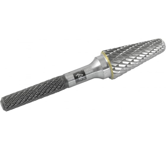 Бор-фреза твердосплавная коническая с радиусным торцом Thorvik TRRBL10250670-2 тип L, 10 мм, двойная насечка, в боксе 057035