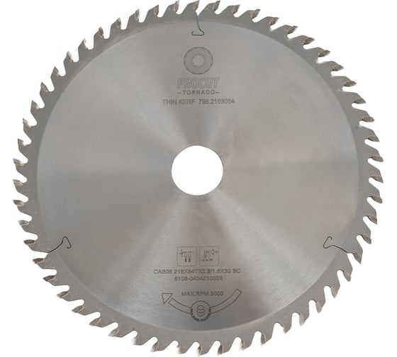 Пильный диск по дереву, фанере PROCUT поперечный рез 216x30x2,8/1,8 Z=54 ATB 798.2163054 1
