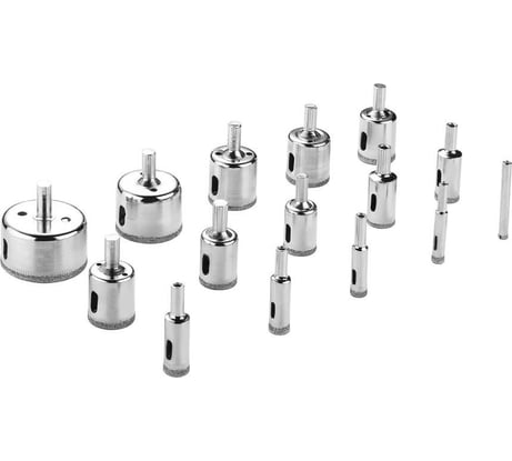 Набор алмазных коронок DHS01 по стеклу и керамике (6-50 мм; 15pcs) DEKO 065-0541
