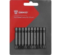 Набор профессиональных бит (10 шт; Pz2; 50 мм; S2) DEKO 065-0772