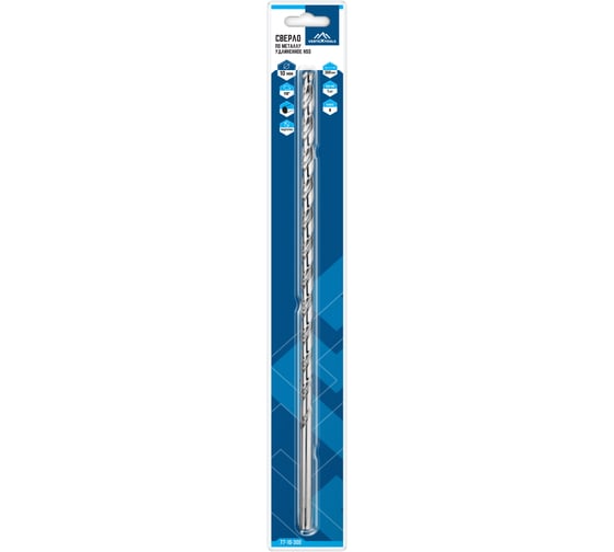Сверло по металлу vertextools 10x300мм HSS, 77-10-300 1