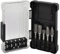 Набор бор-фрез твердоспланых Thorvik TRRB100605-2S тип B, C, D, F, G, 10 мм, двойная насечка, в кейсе, 5 предметов 057043