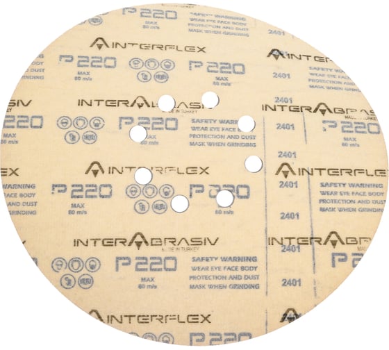 Шлифовальный круг Interflex AP311F 225мм на липучке, 8 отверстий, Р240 (5 штук) 3133244408-5