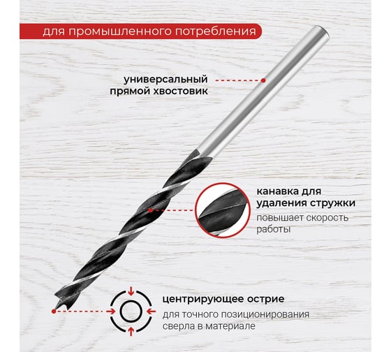 Сверло по дереву спиральное (10 шт; 3х60 мм) VIRA 553100
