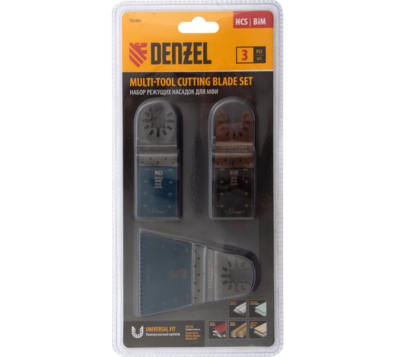 Набор насадок по дереву и металлу 3 шт для МФИ Denzel 782403