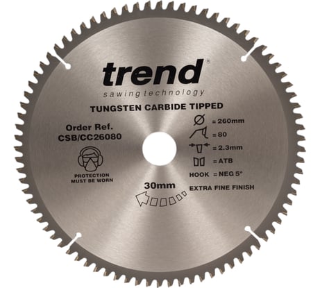 Диск пильный по дереву (260х30 мм; 80 зубьев) TREND CSB/CC26080