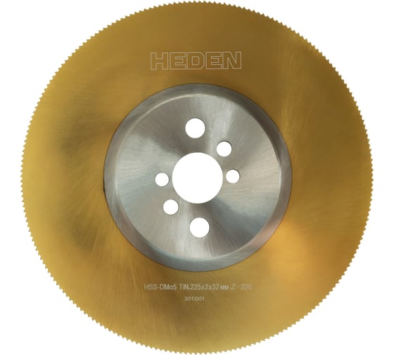 Диск пильный из быстрорежущей стали Heden HSS-DMo5 с покрытием TiN, 225x2х32 мм, Z=220 301.001 1