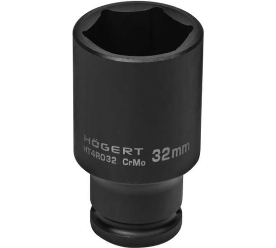 Головка торцевая ударная глубокая шестигранная 1/2, 32 мм, DIN 3121, CrMo HOEGERT TECHNIK HT4R032