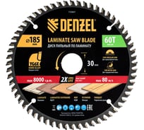 Пильный диск по ламинату DENZEL 185x30 мм, 60 зубьев 733847