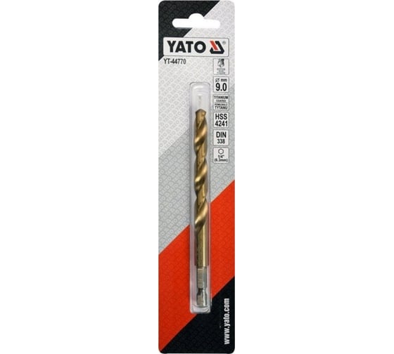 Сверло по металлу HSS-TiN 9.0 мм с хвостовиком HEX1/4 YATO YT-44770