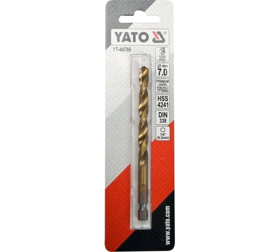 Сверло YATO по мет. HSS-TiN 7,0мм с хвост HEX YT-44766 3624024766092 1